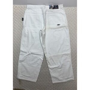 Vtg Interstate Baggy Wide Leg white Pants 44 aprx 42x32 Corduroy Embroidered Y2K